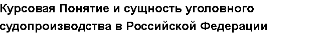 Учебная работа №   13963.  "Курсовая Понятие и сущность уголовного судопроизводства в Российской Федерации